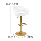 Tabouret de bar contemporain en vinyle, hauteur réglable, avec dossier mi-haut arrondi