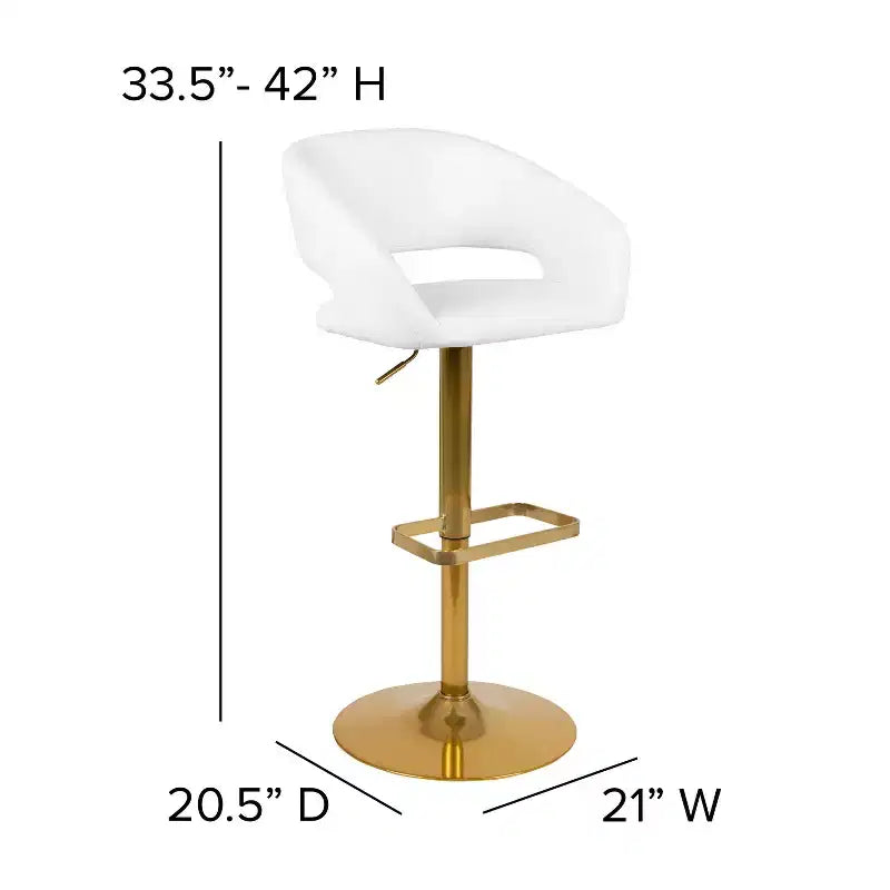 Tabouret de bar contemporain en vinyle, hauteur réglable, avec dossier mi-haut arrondi