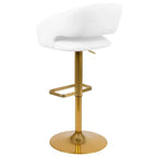 Tabouret de bar contemporain en vinyle, hauteur réglable, avec dossier mi-haut arrondi