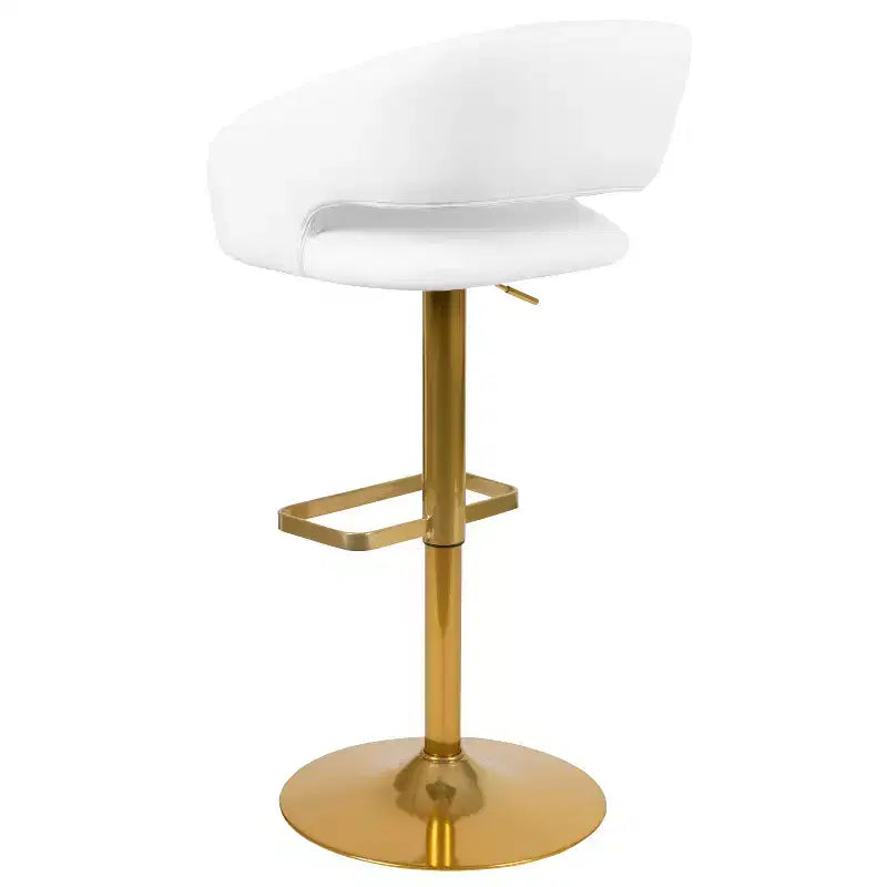 Tabouret de bar contemporain en vinyle, hauteur réglable, avec dossier mi-haut arrondi