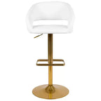 Tabouret de bar contemporain en vinyle, hauteur réglable, avec dossier mi-haut arrondi