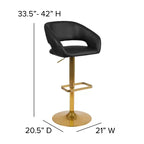 Tabouret de bar contemporain en vinyle, hauteur réglable, avec dossier mi-haut arrondi