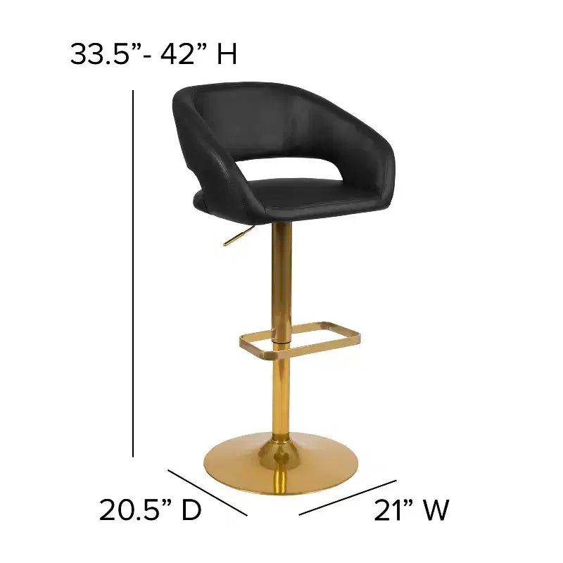 Tabouret de bar contemporain en vinyle, hauteur réglable, avec dossier mi-haut arrondi