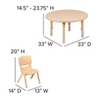 Ensemble table d'activités ronde en plastique réglable en hauteur de 33 po avec 4 chaises