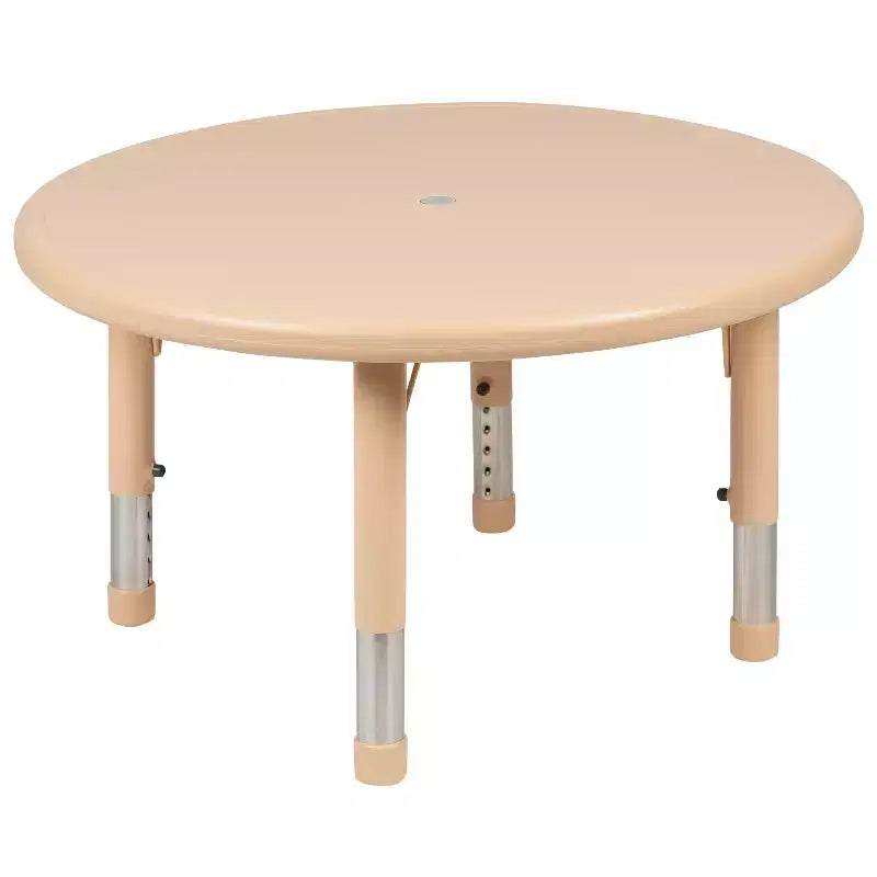 Ensemble table d'activités ronde en plastique réglable en hauteur de 33 po avec 4 chaises
