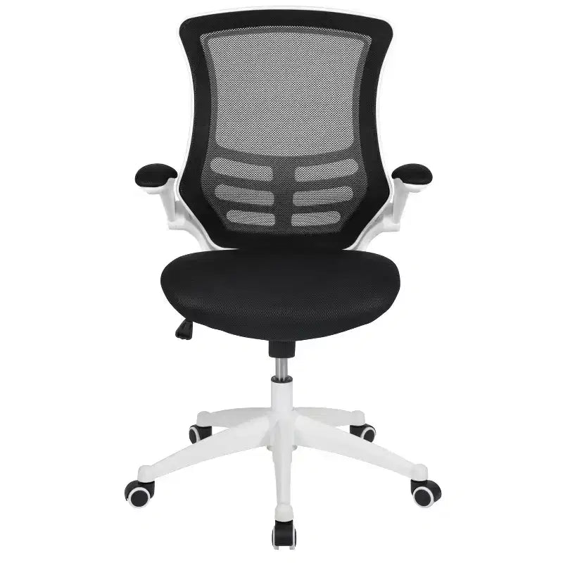 Chaise de bureau ergonomique pivotante en maille à dossier mi-haut avec accoudoirs relevables