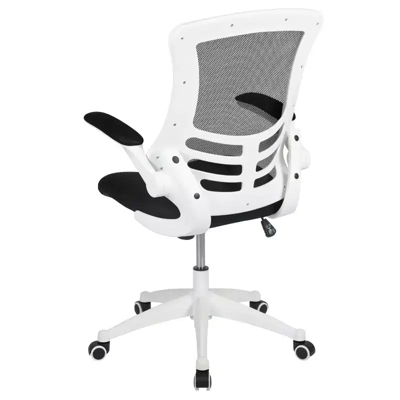 Chaise de bureau ergonomique pivotante en maille à dossier mi-haut avec accoudoirs relevables