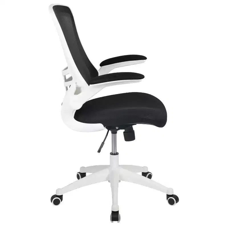 Chaise de bureau ergonomique pivotante en maille à dossier mi-haut avec accoudoirs relevables