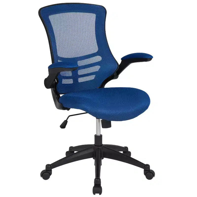 Chaise de bureau ergonomique pivotante en maille à dossier mi-haut avec accoudoirs relevables