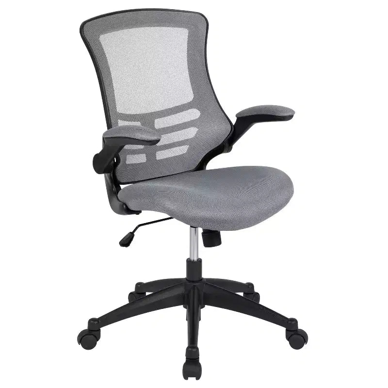 Chaise de bureau ergonomique pivotante en maille à dossier mi-haut avec accoudoirs relevables