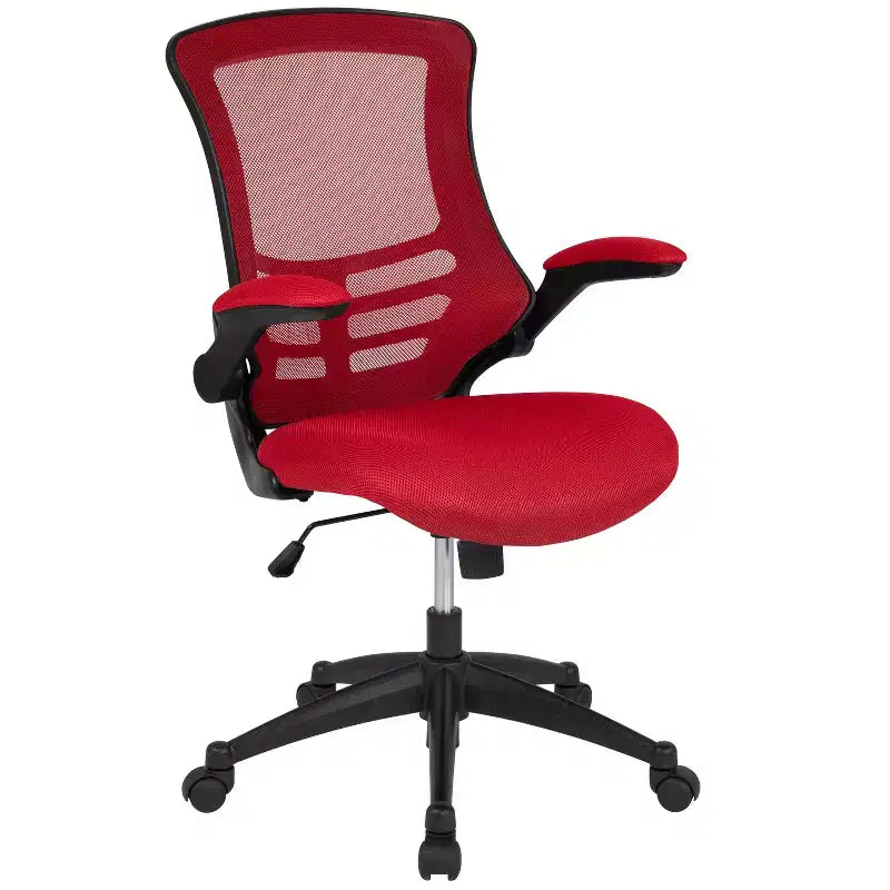 Chaise de bureau ergonomique pivotante en maille à dossier mi-haut avec accoudoirs relevables