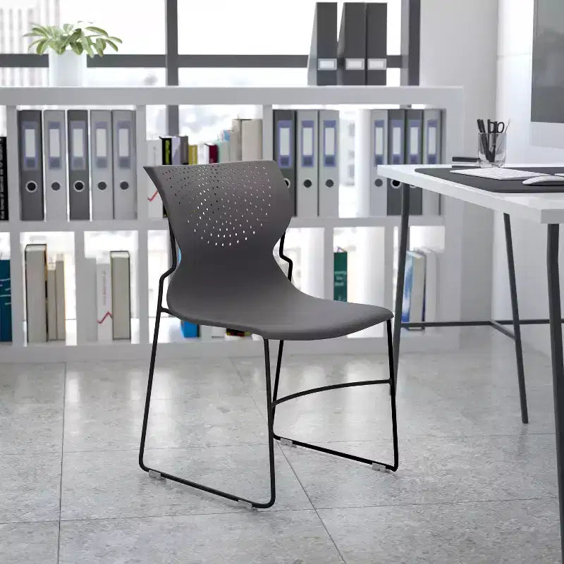 Chaise empilable pour la maison et le bureau avec support lombaire et cadre en métal - Chaise d'appoint