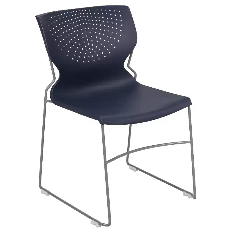 Chaise empilable pour la maison et le bureau avec support lombaire et cadre en métal - Chaise d'appoint
