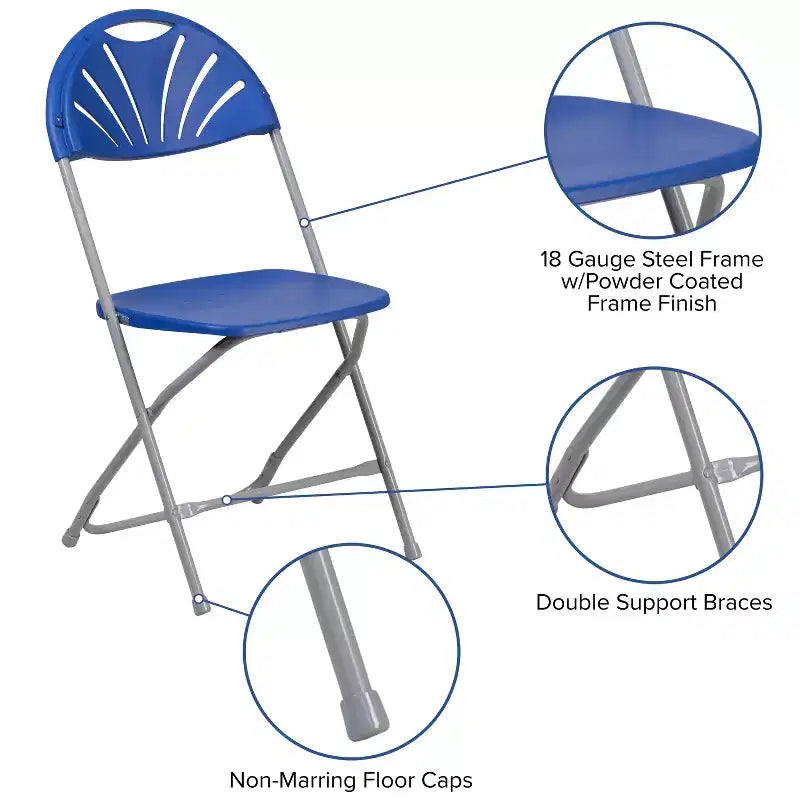 Chaise pliante en plastique à dossier éventail pour mariage, fête, événement, maison, bureau