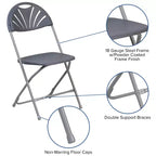 Chaise pliante en plastique à dossier éventail pour mariage, fête, événement, maison, bureau