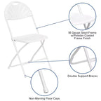Chaise pliante en plastique à dossier éventail pour mariage, fête, événement, maison, bureau