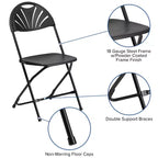Chaise pliante en plastique à dossier éventail pour mariage, fête, événement, maison, bureau