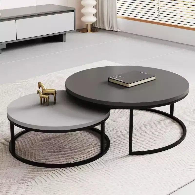 Luck Live Modern gray nested round coffee table