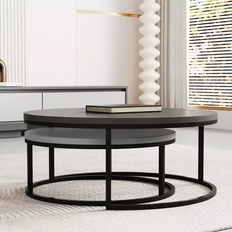 Table basse gigogne ronde gris moderne