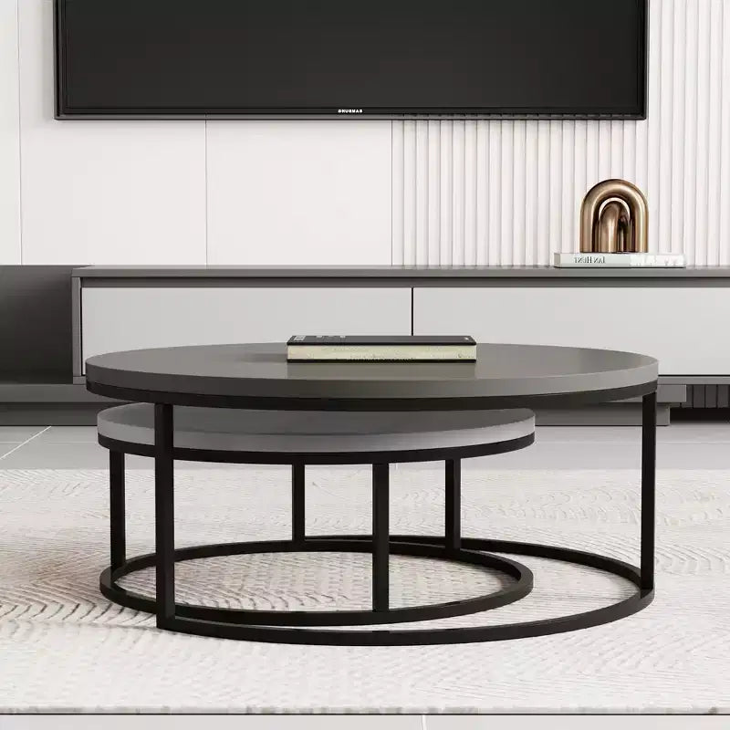 Table basse gigogne ronde gris moderne
