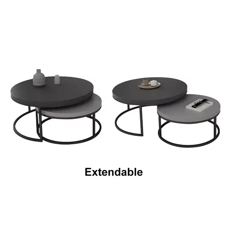 Table basse gigogne ronde gris moderne