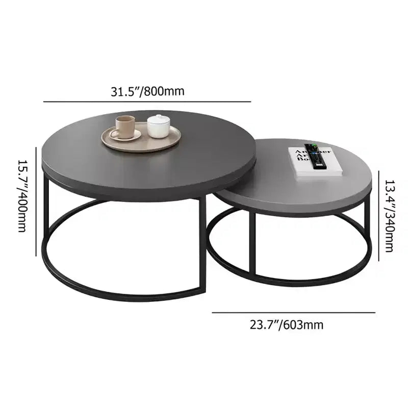 Table basse gigogne ronde gris moderne